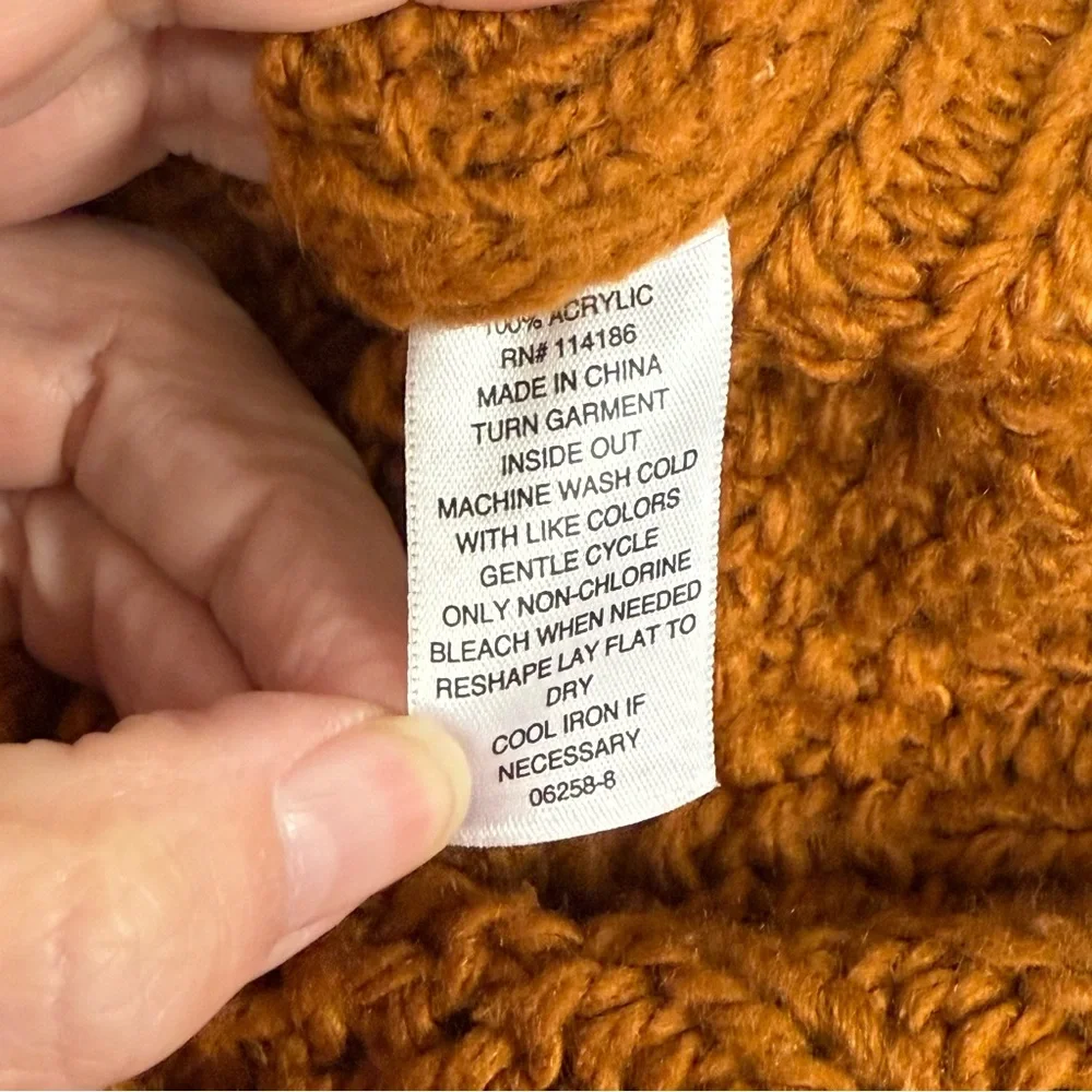 A.N.A Rust Chunky Knit Turtleneck Sweater M | Cozy Fall Winter Pullover Chic - Picture 6 of 7